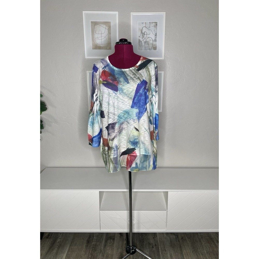 Jess & Jane Tunic Top Women's XL Abstract Art To Wear